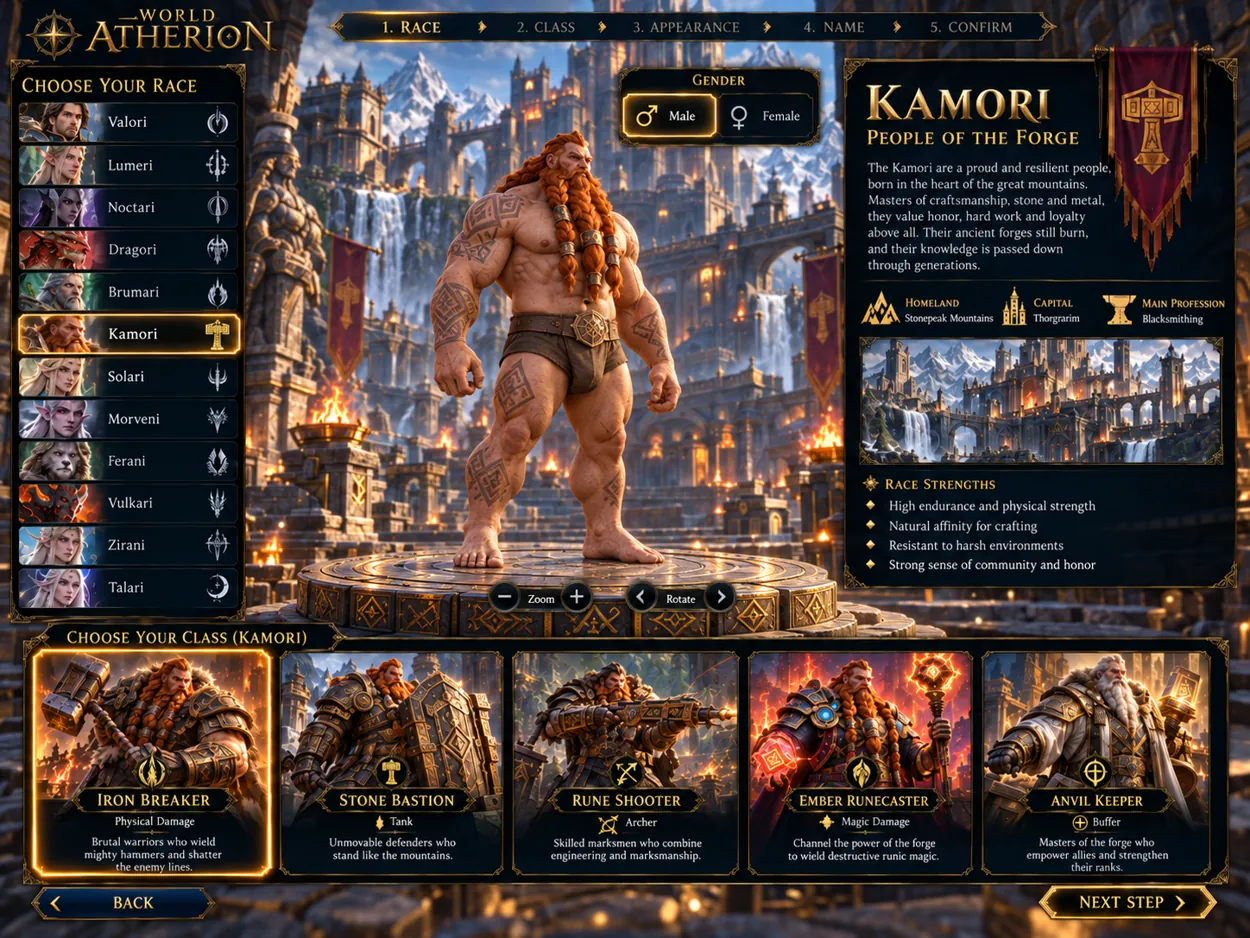 VAERYND character creation concept