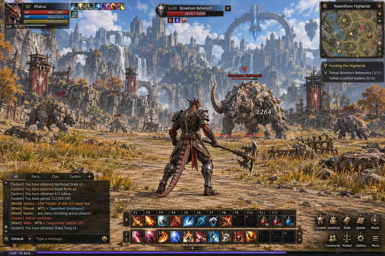 Fantasy monster hunt in wilderness